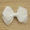 2Pcs Off White 2.7” Pigtail Hair Bows small Hair Clips Baptism Bow Christening Bow(L-off white hair clips with cross)
