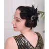 Aimimier 1920s Flapper Feather Hair Clip Black Roaring 20s Headpiece Costume Masquerade Hair Jewelry for Women and Girls (Style 1)