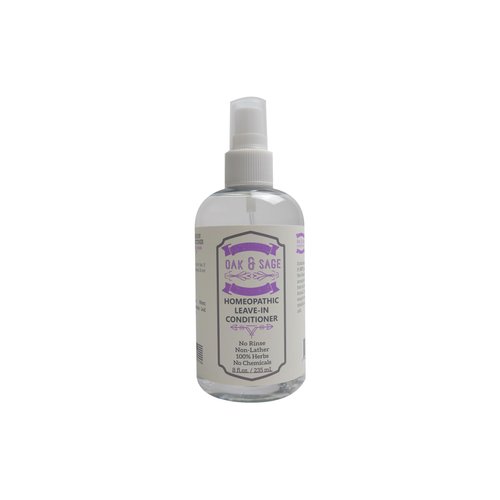 OAK & SAGE Homeopathic Leave-In Conditioner - Unscented - 8oz, 100% Herbs, No Rinse, No Alcohol, No Chemicals - For All Hair Types