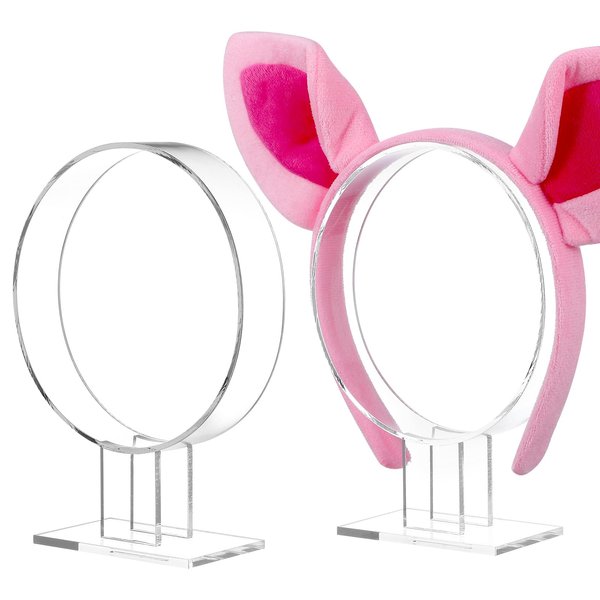 POPETPOP 2 Pcs Clear Acrylic Headband Display Stand Headwear Holder Hairband Organizer Single Hair Hoop Holder Fixing Tools Accessories