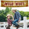 Cowboy Party Decorations Cowboy Banner Western Scene Setters for Cowboy Decorations Party Wooden House Barn Banner Western Party Supplies Wild West Backdrop Background 15.7 x 72 Inch
