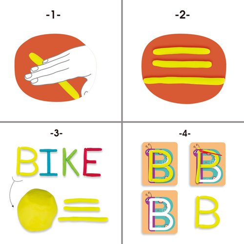 Dough Tools Alphabet A-Z 26 Modeling Dough Cards Learn Letters and Shapes with 4 Compound Multi Colors Dough for Kids Gift Ages 3 Years and Up