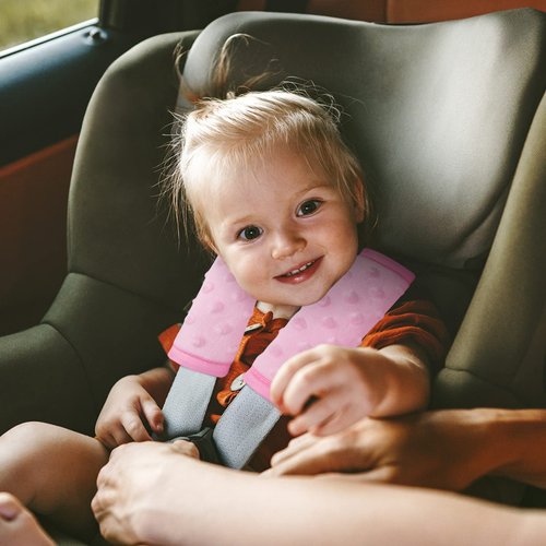 Pro Goleem Car Seat Strap Covers for Babies Girl Soft Car Seat Strap Shoulder Pads for All Car Seats, Stroller, Pushcar, Pink