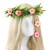 KorViSHOW Hawaiian Flower Crown Headband - 3 Pcs Hawaiian Plumeria Flower Hair Clips Pink Tropical Floral Headpiece Luau Accessories for Women Girls Beach Pool Party Decorations Favors Supplies