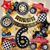 Truck Party Decorations, 9pcs Truck Birthday Number Foil Balloon for Truck 6th Birthday Race Car Theme Party Supplies (6th)