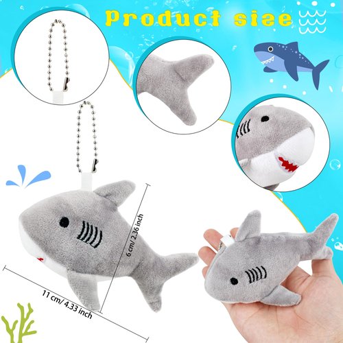 30 Pcs Mini Stuffed Shark Animal Toys Small Plush Shark Toys Bulk Mini Shark Plush Keychain for Ocean Theme Party Favors Goodie Bag Fillers Birthday Gifts (Color Set 2)