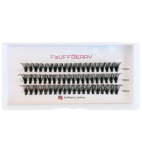 FLUFFBERRY Eyelash Clusters Individual Lashes Extension 36 PCS C Curl 40D 12-16MM Volume Mink Under DIY at Home