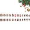 24Pcs Christmas Glitter Press on Nails Short Square Snowman French Tip Nude Design Fake Nails Xmas Cute Stick on Nails Winter Holiday Acrylic Glossy False Nails for Women and Girls Glue on Nails