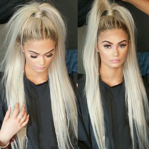 QDBOWIN QUEEN HAIR Blonde Wig Lace Front for Women Ombre Blonde Lace Front Wigs Natural Hairline Glueless Straight Hair with Baby Hair (22inch Lace Front Wig)