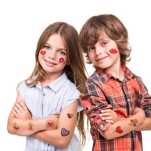 TUPARKA 340 Pcs 44 Sheet Valentine’s Day Temporary Tattoo Valentines Heart Tattoo Sticker for Kids Boys Girls Gift Valentine’s Day Party Supplies