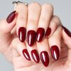 GLAMERMAID Dark Red Press On Nails Short Almond, Christmas Handmade Soft Jelly Gel Nail Tips Deep Burgundy Round Fake Nails, Deep Red Stick Glue on Nails for Women, Reusable Round Oval False Nail Kit