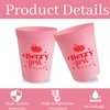 Usumz Berry Sweet 1st Baby Plastic Cups, 16oz Pink Strawberry Birthday Reusable Cups, Strawberry Shortcake Baby Shower Birthday Drinkware, Berry Theme First Birthday Party Supplies 12Pcs