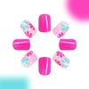 24 Pcs Square Press on Nails Short Preppy Fake Nails Cute Floral False Nails with Design Pastel Nails Press ons Spring Glue on Nails Glossy Reusable Stick on Nails Artificial Nails for Women Girls
