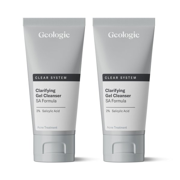 Geologie Acne Face Wash | 2% Salicylic Acid Clarifying Gel Cleanser | Reduces Acne and Clears Skin Clear System Acne Treatment | 2-Pack