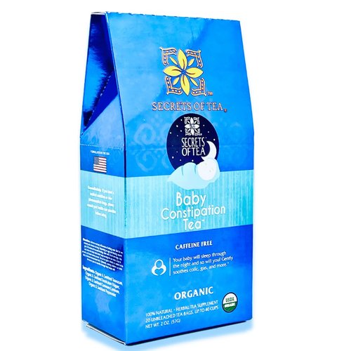 Secrets Of Tea Baby Constipation Relief Tea - Natural USDA Organic Caffeine Free - Tea for Baby Colic, Gas,And Acid Reflux - Up to 80 Servings -20 Count(1 Pack)