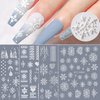 Snowflakes Nail Art Sticker Decals 5D Hollow Exquisite Luxurious Christmas New Year Nail Art Supplies Design Winter Elk Nail Art Decoration Accessories DIY Acrylic Nail Art, 4 Sheet