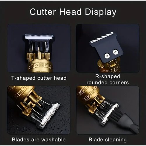 Professional Cordless Multigroomer All-in-One Electric Hair Clipper and Beard Trimmer - Haircut Grooming Kit for Beard, Head, and Face USB Charging (Bronze w/Skull)