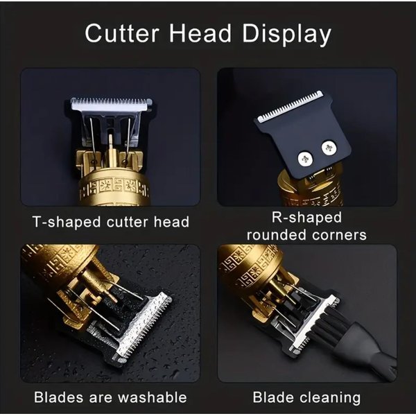 Professional Cordless Multigroomer All-in-One Electric Hair Clipper and Beard Trimmer - Haircut Grooming Kit for Beard, Head, and Face USB Charging (Bronze w/Skull)