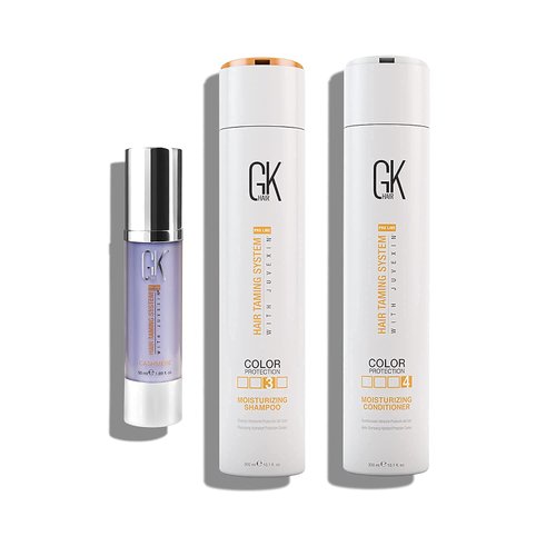 GK Hair Moisturizing Shampoo and Conditioner Set of 300ml with Cashmere Hair Cream for Dry Curly Thick Frizzy Damage Unmanageable Hair
