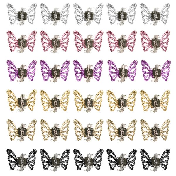 Wecoe 30pcs Small Butterfly Hair Clips Mini Claw Clips Cute Purple Pink Gold Silver Black Hair Clips Metal Decorative Tiny Hair Clips Kid Baby Toddler Halloween Hair Accessories Women Girls Gift