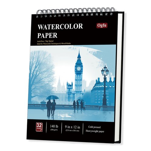 9"x12" Watercolor Sketchbook, 32 Sheets Watercolor Notebook, 140 lb / 300 GSM Watercolor Paper Sketchbook, Pack of 1, Cold Press, Watercolor Paper Pad, Water Color Paper for Artists & Professionals.