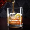 LIGHTEN LIFE Good Luck Finding Better Coworkers Than Us Whiskey Glass 12 oz,Novelty Coworker Leaving Gift in Valued Wooden Box,Farewell Gift for Coworker Boss Colleague Friend Men