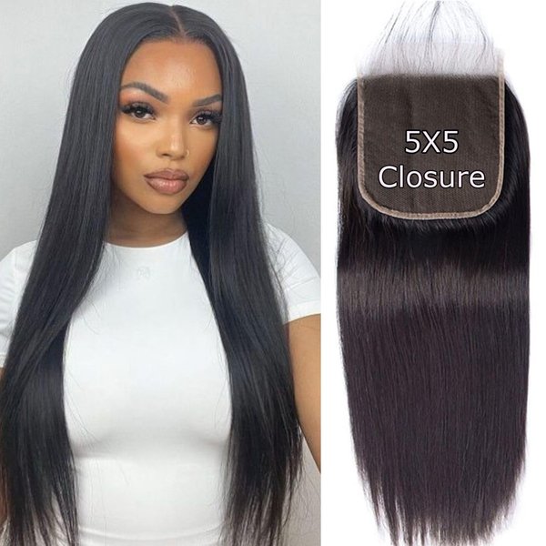 Straight Closure Human Hair 5x5 Hd Lace Closure 12A Virgin Remy Human Hair Closure For Black Women Pre Plucked 5x5 Closure Human Hair Extensions Hd Closure 5x5 Frontal Closure Natural Black 12 Inch