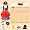 Lingway Toys Girls Deluxe Pirate Costume,Buccaneer Princess Dress With Accessories for Girls 5-6years
