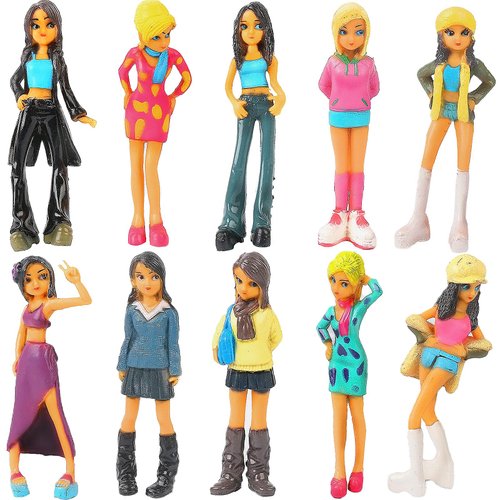 ONEST 10 Pieces Little Girls Figurines Hand Painted Girls Action Figures Toys Realistic Detailed Figurine Model Toys for Kids Toddlers