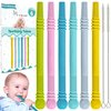 M. Emami Baby Teething Toy - Pack of 6 Hollow Teething Sticks with 2 Cleaning Brushes - 100% Food Grade Silicone, BPA Free, and Dishwasher Safe - 6 Vibrant Colors for 6-18 Months Babies