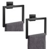 2-Piece Matte Black Square Towel Ring,Modern Hand Towel Holder for Bathroom,SUS304 Stainless Steel Towel Hangers Wall-Mounted