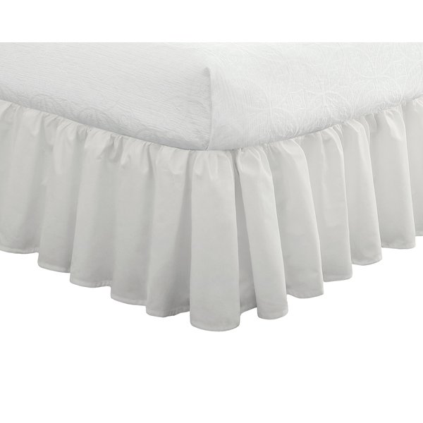 FRESH IDEAS Ideas Bedding Ruffled Bed Skirt, Classic 14” Drop Length, Gathered Styling, Full, White FRE30114WHIT02