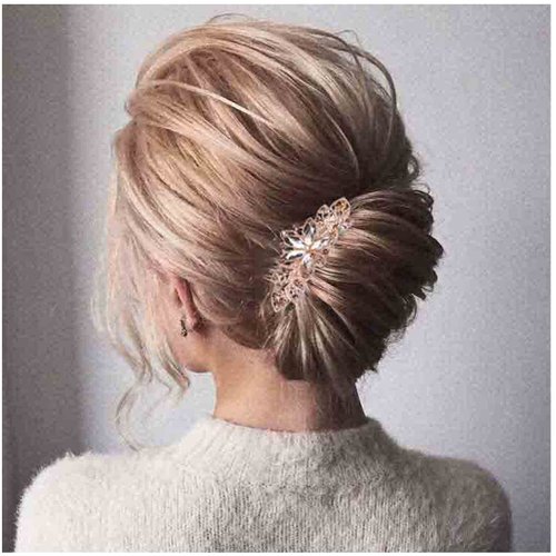 Yheakne Crystal Wedding Hair Clip Barrette Gold Rhinestone Hair Barrette Bling Bridal Headpieces Decorative Head Clip Headwear Crystal Hair Clip Bride Hair Accessories for Women and Girls (Champagne)