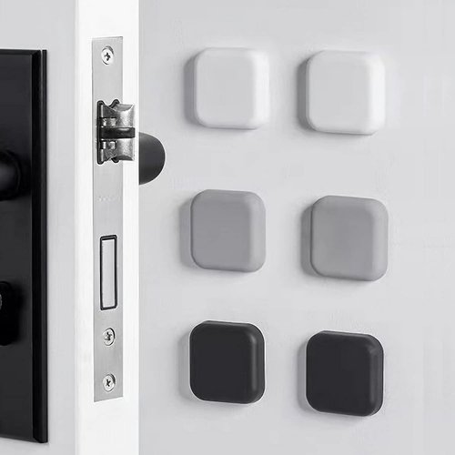 Door Stoppers Wall Protector - Silicone Door Knob Guard Wall Shield - Self-Adhesive Door Handle Bumper Silencer for Home ＆ Office Walls (White, Gray, Black)