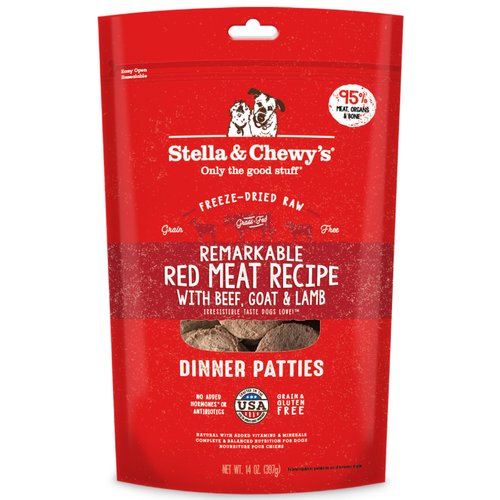Stella & Chewy's Freeze Dried Raw Dinner Patties – Grain Free Dog Food, Protein Rich Remarkable Red Meat Recipe – 14 oz Bag