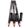 3 Pcs x Italia Deluxe 1002 Dark Brown Ultra Fine Eye liner Pencil Eyeliner Set + Free ZipBag, Full Size