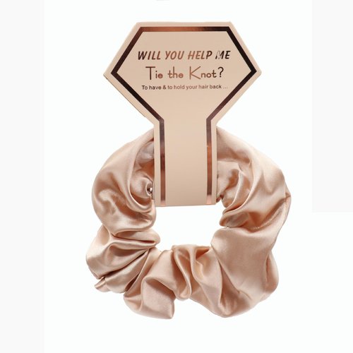 OWITER Satin Bridesmaid Scrunchies Bachelorette Hair Ties Set of 6 Bridal Shower No Damage Hairties ideas Gift for Wedding Party Favors Bridesmaid Proposal Gifts (champagne gold)