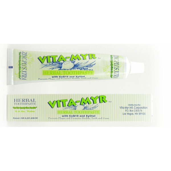 Vita-Myr Zinc+ Toothpaste, No Sugar, No Fluoride, Gluten Free, SLS Free No Alcohol, No Saccharin No Artificial Sweetener/Color ,Made in USA.5.4 Ounce Pack of 6