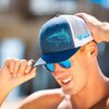 Tiger Shark Scuba Diving Trucker Hat: Mens Adjustable Snapback for Fishing, Spearfishing - Navy/White