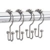Amazer Shower Curtain Hooks, Rust-Resistant Metal Double Shower Curtain Rings for Curtain Rolling Shower Hooks, 12PCS Shower Rings for Bathroom Shower Curtain Rod, Nickel