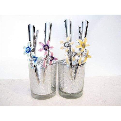 Generic Colorful flower alligator hair claw clips with jewels and crystals barrette (Primary color: Yellow), 1 Count (Pack of 1)