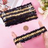 GORGECRAFT 10Pcs Sequin Headband Sparkling Wide Headband Elastic Glow Stretch Sparkle Glitter Fashion Adjustable Hair Band Accessories for Women Sports Dance Party Teams Store, Black-Gold Stitching