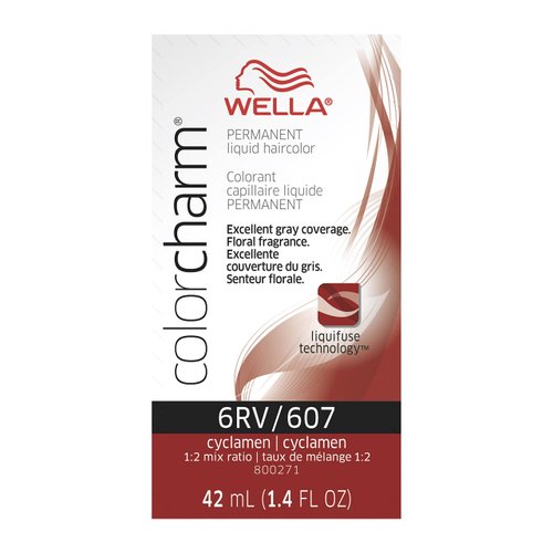 WELLA Color Charm Permanent Liquid Hair Color for Gray Coverage 6RV Cyclamen 1.42 Fl Oz