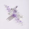Teyglen Silver Leaf Headpiece Bridal Purple Crystal Hair Comb Amethyst Rhinestone Wedding Hair Comb Simple Hair Piece Hair Accessories for Women