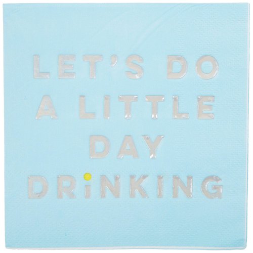 X&O Paper Goods TW4-22027 Let's Do A Little Day Drinking Paper Cocktail Napkins, 5'' x 5'', Blue, 20pcs