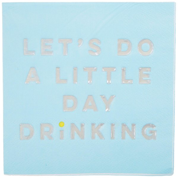 X&O Paper Goods TW4-22027 Let's Do A Little Day Drinking Paper Cocktail Napkins, 5'' x 5'', Blue, 20pcs