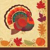Amscan Turkey Holiday Thanksgiving Beverage Paper Napkins, Multicolor, 5" x 5"