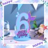 Wonderjune Mermaid Birthday Number Sign Centerpiece for Girls Wooden Mermaid Party Number Table Sign Decoration Mermaid Party Supplies for Birthday Anniversary(Number 6)