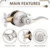 Probrico (1 Pack Privacy Door Lever[Thumb Turn Lock on The Inside],Locking Door Handle Set for Bedroom & Bathroom Doors,Keyless Satin Nickel Finish Wave Door Lock, Reversible Right & Left Side Handed