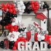 139Pcs Red and Black Balloon Arch Garland Kit for Graduation Party Decorations,Red Black White Silver Confetti Explosion Star Balloons for Class of 2024 Congrats Grad Celebrations Birthday Supplies